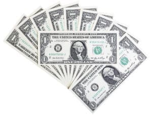 Banknote in one U.S. dollar, abstract background.