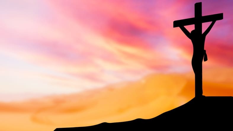 The cross Jesus in twilight sky for good friday concept 3d rendering